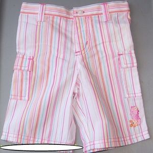 CARTER'S Pink White Striped CAPRI Shorts SEAHORSE